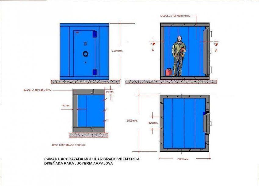 EJEMPLO CONSTRUCCION CAMARA ACORAZADA MODULAR HECHA PARA UNA JOYERIA